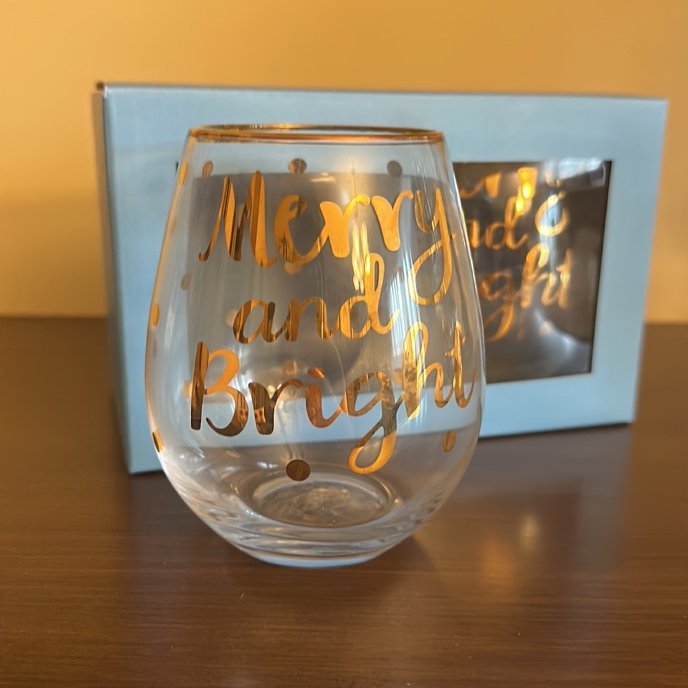 Draper James Merry and Bright Holiday Wine Glass Set of 2, NWT